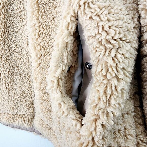 Levi's Teddy Sherpa Fleece Full Zip Jacket Sesame Brown Tan Medium Cinched NEW - Picture 10 of 16